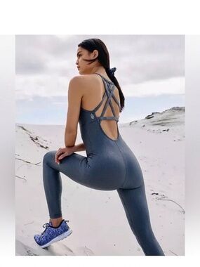 FP Movement Free People Black Diamond Onesie Dark Gray XL NWOT